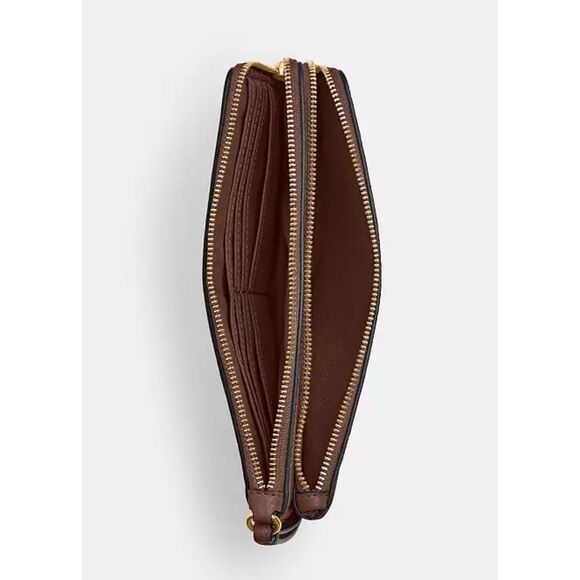 🔥🎁Double Zip Wallet In Signature Canvas Tan/Brown CX161 Msrp:$198.00 - Picture 5 of 7